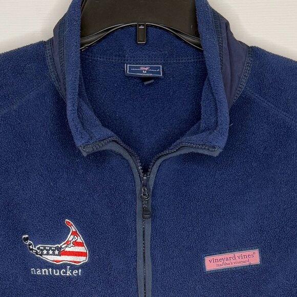 Vineyard Vines Nantucket Island Full Zip Sherpa Vest Size Medium - Picture 2 of 6